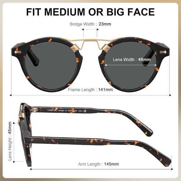 Small Acetate Polarized Sunglasses Women Men UV Protection Retro Round main image 6
